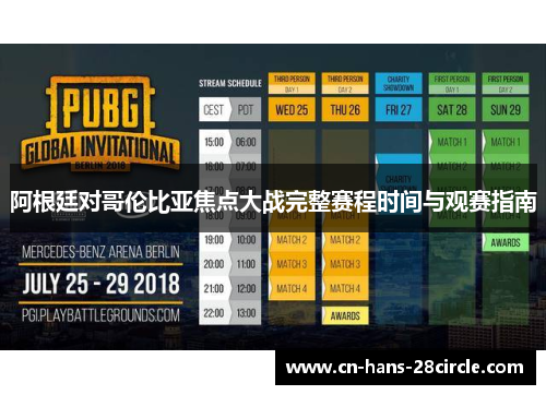 阿根廷对哥伦比亚焦点大战完整赛程时间与观赛指南
